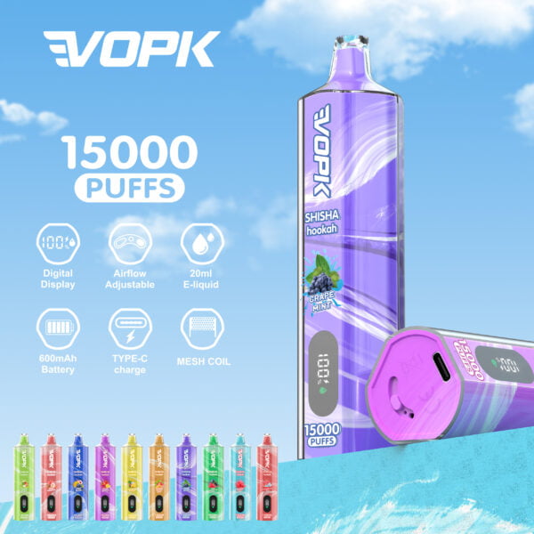 VOPK shisha vandpibe 15000 PUFFS 0% 2% 3% 5% Nikotin engangsvape Engros - FishVape - 1