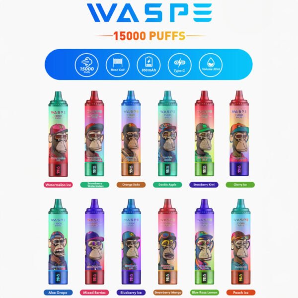 WASPE 15000 PUFFS 0% 2% 3% 5% Никотиновый одноразовый вейп оптом - FishVape - 2