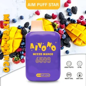 AIVONO AIM PUFFSTAR 6500 Puffs 0% 2% 5% Caneta Vapes descartáveis ​​recarregáveis ​​com baixa nicotina em massa Comprar no atacado - FishVape - 12