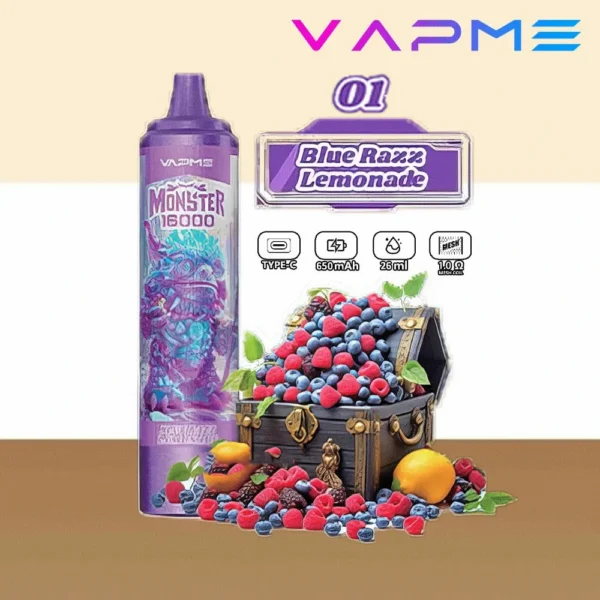 Vapme Monster 16000 Puffs 2% 5% Никотиновые перезаряжаемые одноразовые вейпы оптом купить оптом - FishVape - 9