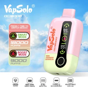 Vapsolo DG 18000 Puffs 2% 5% Low Nicotine Rechargeable Disposable Vapes Pen Bulk Buy Wholesale - FishVape - 7