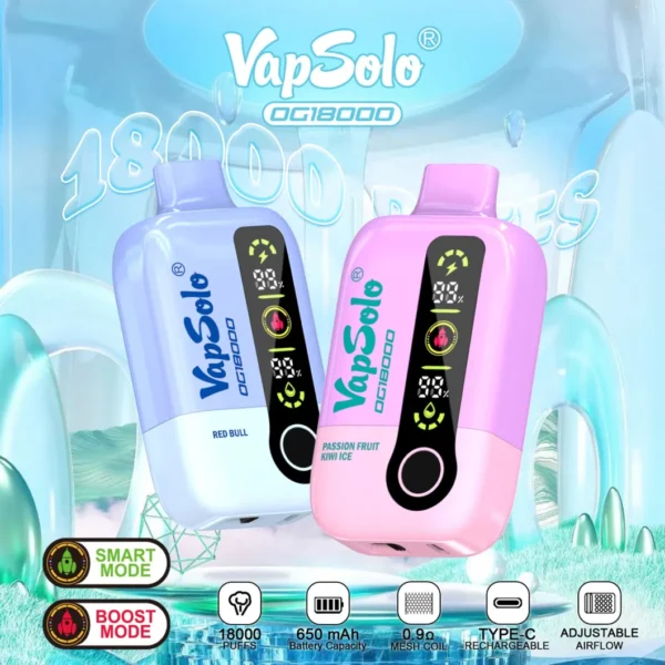 Vapsolo DG 18000 Puffs 2% 5% Low Nicotine Rechargeable Disposable Vapes Pen Bulk Buy Wholesale - FishVape - 1