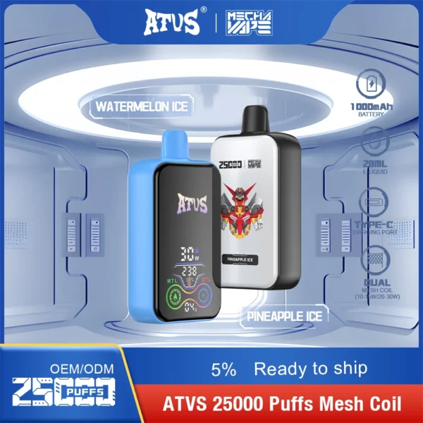 ATVS 25000 Puffs Dual Mesh 5% Stylo à vape jetable rechargeable à faible teneur en nicotine Acheter en gros - FishVape - 9