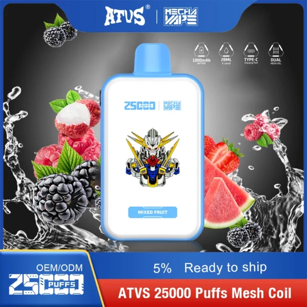 ATVS 25000 Puffs Dual Mesh 5% Stylo à vape jetable rechargeable à faible teneur en nicotine Acheter en gros - FishVape - 10