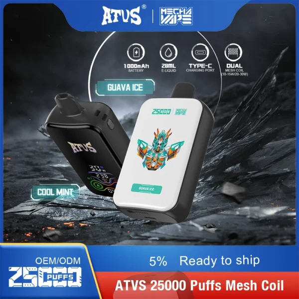 ATVS 25000 Puffs Dual Mesh 5% Stylo à vape jetable rechargeable à faible teneur en nicotine Acheter en gros - FishVape - 8