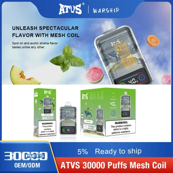 ATVS 30000 Puffs Dual Mesh 5% Baixa Nicotina Recarregável Vapes Pen Bulk Comprar Atacado - FishVape - 9