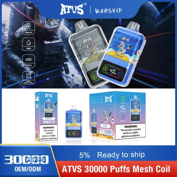 ATVS 30000 Puffs Dual Mesh 5% Baixa Nicotina Recarregável Vapes Pen Bulk Comprar Atacado - FishVape - 8