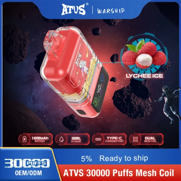 ATVS 30000 Puffs Dual Mesh 5% Baixa Nicotina Recarregável Vapes Pen Bulk Comprar Atacado - FishVape - 5