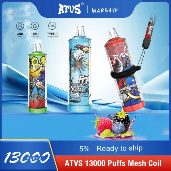 Atvs 13000 Puffs 5% Oplaadbare wegwerp-vapes-pen met laag nicotinegehalte, bulk kopen groothandel - FishVape - 1