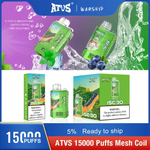 Atvs 15000 Puffs 5% Перезаряжаемые одноразовые вейпы-ручки с низким содержанием никотина Купить оптом - FishVape - 11