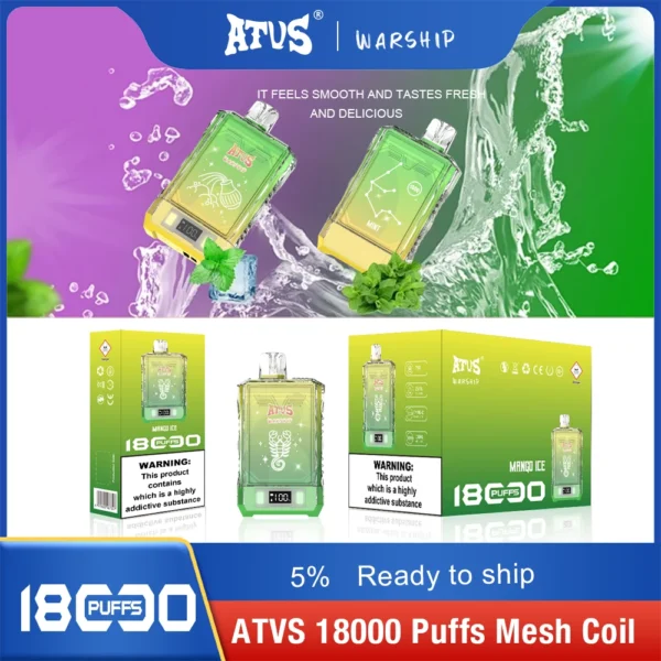 Atvs Warship 18000 Puffs 5% Stylo à vape jetable rechargeable à faible teneur en nicotine Acheter en gros - FishVape - 7