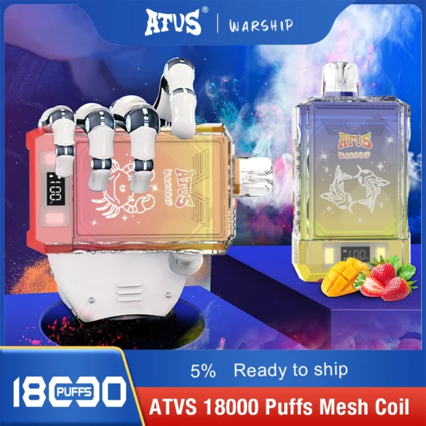 Atvs Warship 18000 Puffs 5% Stylo à vape jetable rechargeable à faible teneur en nicotine Acheter en gros - FishVape - 10