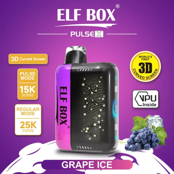 Elf Box Pulse X 25000 Puffs Dual Mesh 0% 2% 3% 5% Low Nicotine 3D Curved LED Screen Rechargeable Disposable Vapes Pen Bulk Buy Wholesale - FishVape - 9