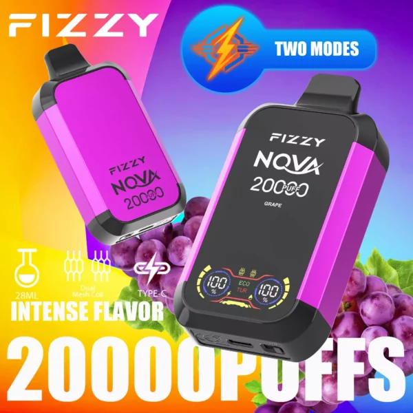 Fizzy Nova 20000 Puffs Dual Mesh 2% 5% Low Nicotine Rechargeable Disposable Vapes Pen Bulk Buy Wholesale - FishVape - 2