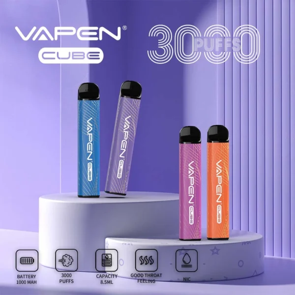 VAPEN Cube 3000 Puffs 2% 5% Genopladelige engangsvapes med lav nikotinindhold Pen Bulk Køb Engros - FishVape - 1