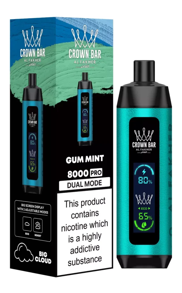 Al Fakher Crown Bar Big Cloud 8000 Pro Dual Mode Full Screen Low Nicotine Rechargeable Disposable Vapes Pen Bulk Buy Wholesale - European Warehouse Stock - FishVape - 9