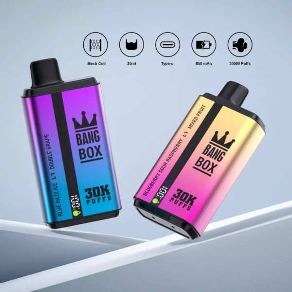 Bang Box 30000 Puffs Double Saveur 0% 2% 3% 5% Stylo vape jetable rechargeable à faible teneur en nicotine en vrac Acheter en gros - FishVape - 1