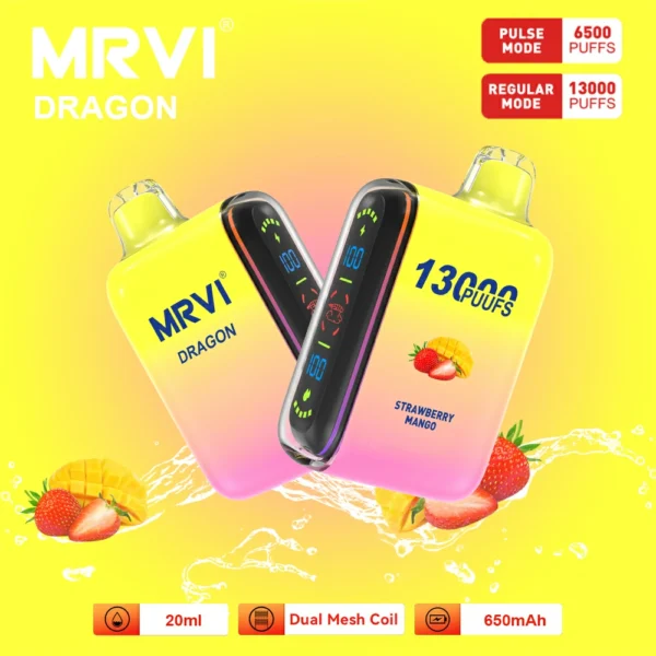 MRVI Dragon 13000 Rookwolken Dual Mesh Digitaal Scherm 2% 5% Oplaadbare wegwerpvapes-pen met laag nicotinegehalte in bulk Koop groothandel - FishVape - 11