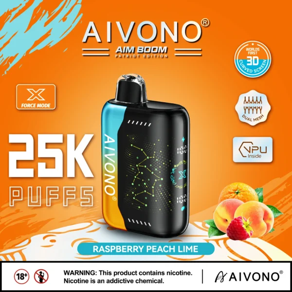 AIVONO AIM BOOM 25000 Puffs Двойной сетчатый цифровой экран 0% 2% 3% 5% Перезаряжаемые одноразовые ручки для электронных сигарет с низким содержанием никотина Купить оптом - FishVape - 3