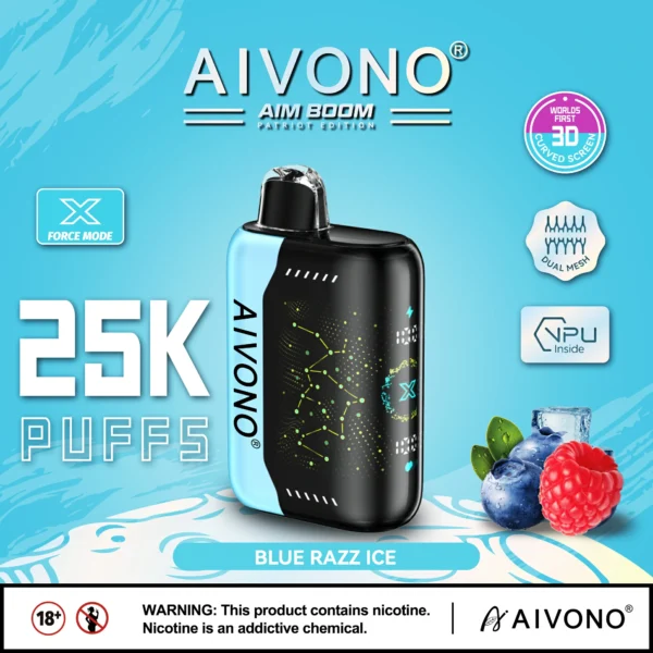 AIVONO AIM BOOM 25000 Puffs Двойной сетчатый цифровой экран 0% 2% 3% 5% Перезаряжаемые одноразовые ручки для электронных сигарет с низким содержанием никотина Купить оптом - FishVape - 6