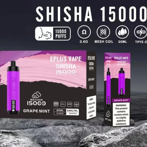 VASY EPLUS Vape Shisha 15000 Puffs Schermo digitale 0.6% Penna per vaporizzatori usa e getta ricaricabile a basso contenuto di nicotina Bulk Acquista all'ingrosso - FishVape - 1